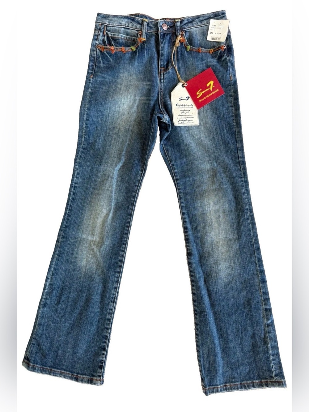 Seven7 Girl’s Y2K Boot Leg Jeans | Size 14 | NWT | Embroidered Flowers